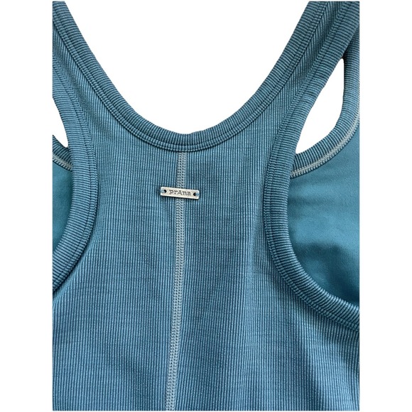 prAna Sage Green Women's Tank Top Ribbed Racerback  Shelf Bra Yoga Medium - Picture 3 of 4